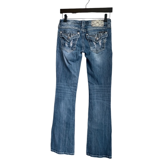 Miss Me Women's Jeans Size 25 Signature Rise Boot Blow Out Jeans Hole on Pocket - Picture 2 of 8